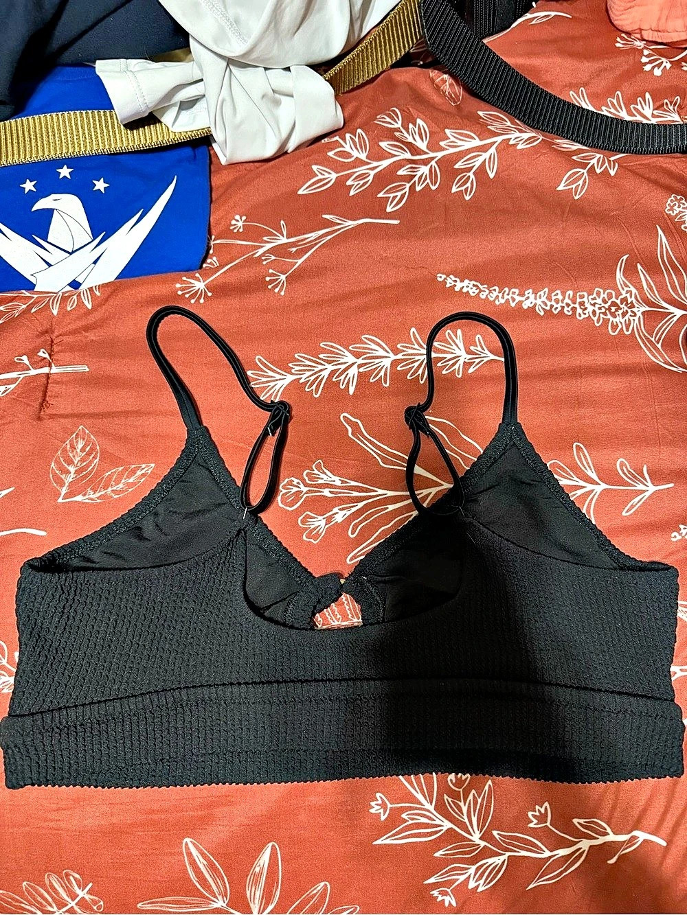 Black Bralette with Gold-Tone Detail